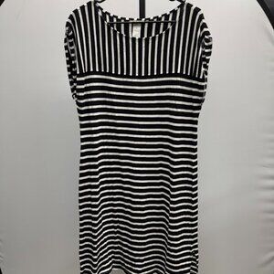Tommy Bahama Black and White Striped Knee Length Dress